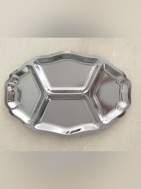 Inox Divided Serving Event Tray Stainless Steel 4 Compartment 14 3/4" x 10 1/2"